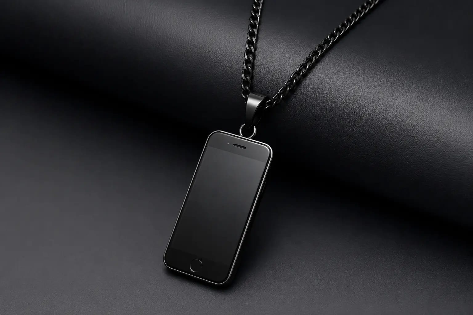 black smartphone necklace
